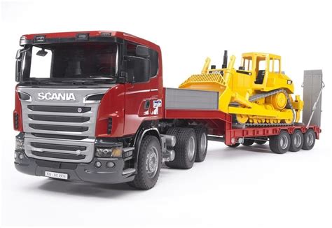 Bruder Scania R Serie camion avec surbaissé et Caterpillar Bulldozer