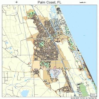 Large Street Road Map Of Palm Coast Florida Fl Printed Poster Size