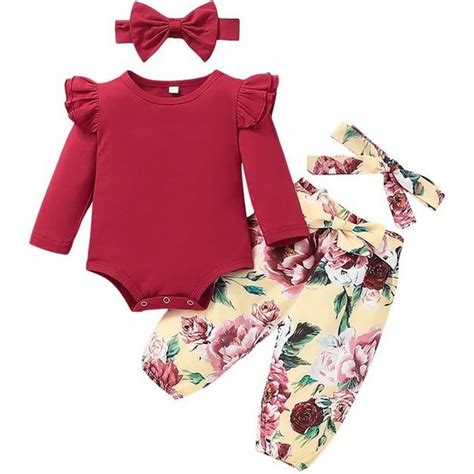 AmzBarley Nouveau né Bébé Tenues Fille vêtements Ensembles Manches