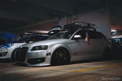 Bagged Audi A3 Hatchback At Parking Garage Party BenLevy