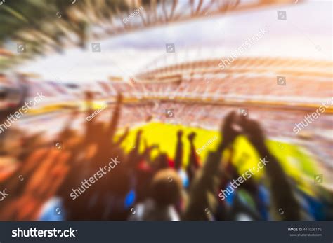 Football Soccera Fans Full Stadium Celebrate Stock Photo 441026176