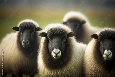 Sheep In A Pasture Are Standing Close Together Suffolk Sheep Easily