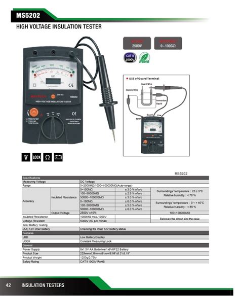 Ms High Voltage Analog Insulation Tester Mastech