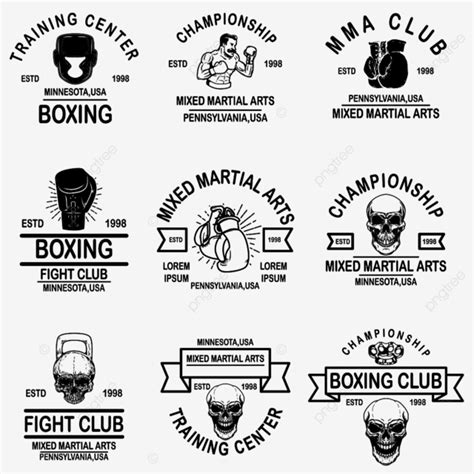 Mma Boxing Vector Art Png Set Of Mma And Boxing Club Emblems Badge