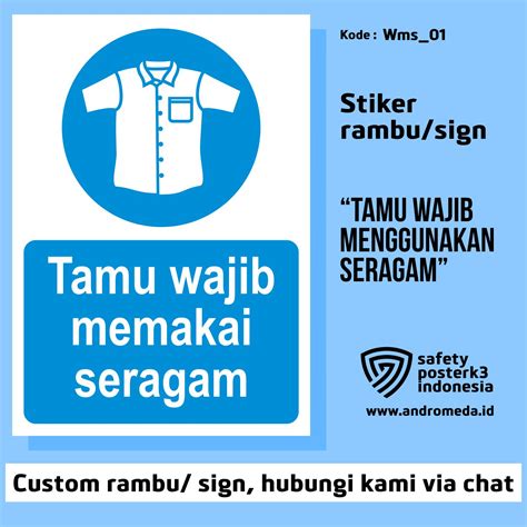 Jual Stiker Vinyl Sign Rambu K3 Tamu Wajib Memakai Seragam 20x15 Cm