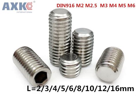 AXK M2 5 Grub Screw 100PCS DIN916 Stainless Steel 304 M2 M2 5 M3 M4 M5