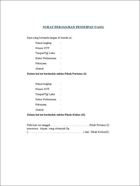 Contoh Surat Perjanjian Penitipan Barang Surat Perjanjian Desain