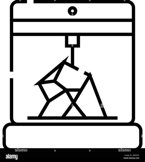 3d Printing Line Icon Concept Sign Outline Vector Illustration Linear Symbol Stock Vector