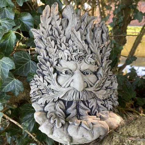 Stone Garden Tree Green Man Leaf Face Wall Plaque Ferney Heyes Garden Products