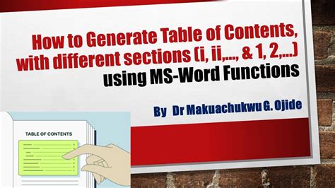 Generate Table Of Contents With Different Sections I Ii