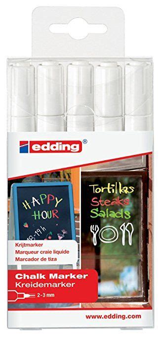 edding 4095 Kreidemarker Set weiß 5 Kreidestifte Rundspitze 2 3