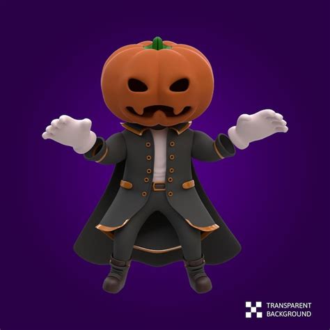 Premium Psd 3d Render Pumpkin Head Halloween Character
