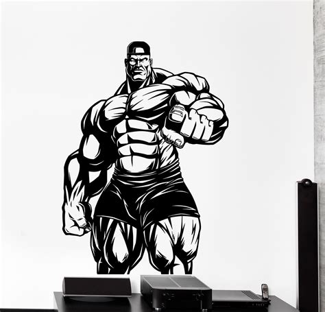 Wall Vinyl Decal Bodybuilding Bodybuilder Iron Sport Home Interior