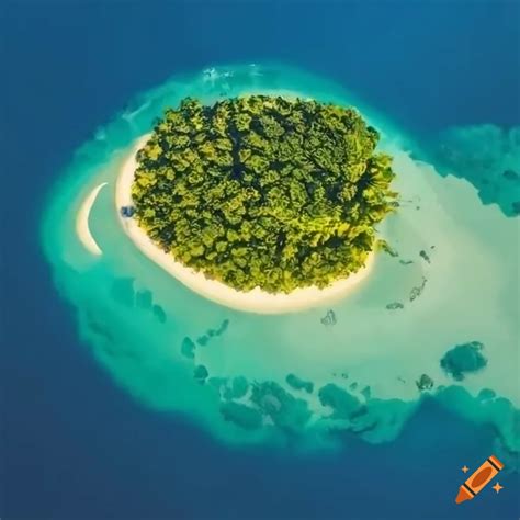 Aerial View Of A Sunny Tropical Island On Craiyon