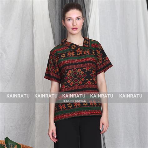 Kainratu Baju Tenun Motif Khas Ntt Fa D Atasan Wanita Shopee