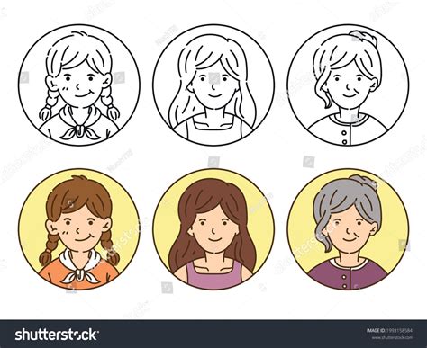 Set Illustration Woman Life Stages People Stock Vector Royalty Free