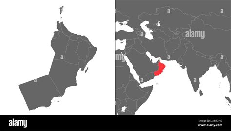 Map Of Oman With Location On Asian Map Stock Vector Image And Art Alamy