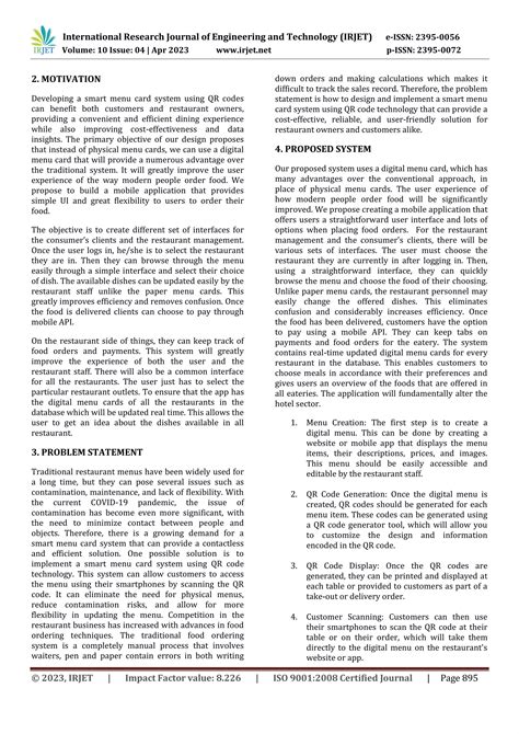 Smart Menu Card Using QR Code | PDF