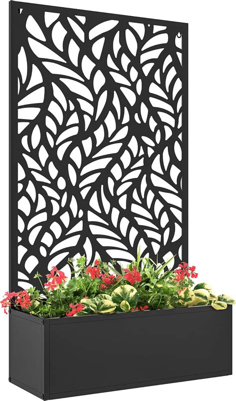 Outsunny Raised Garden Bed With Trellis Outdoor Privacy Screen With