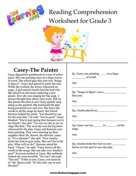 3rd Grade Reading Comprehension Printable Reading Comprehension