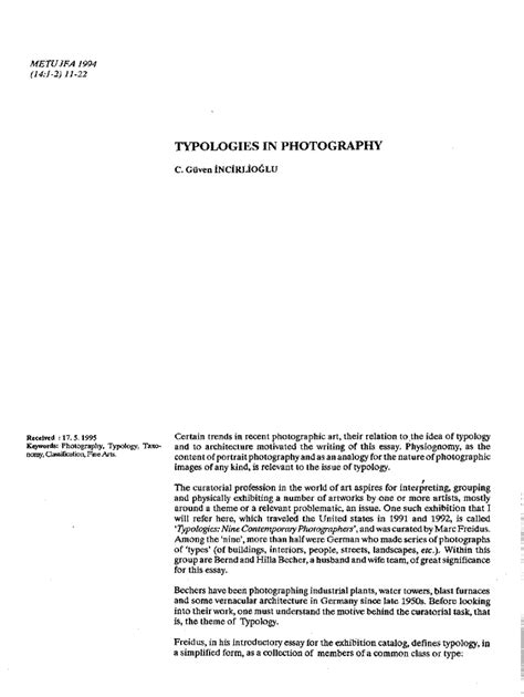 Fillable Online TYPOLOGIES IN PHOTOGRAPHY Fax Email Print - pdfFiller