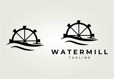 Watermill Logo Concept Vintage Vector Illustration Design Icon Sign