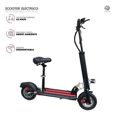 Scooter El Ctrico Plegable Con Silla Moto Km H Vel Env O Gratis