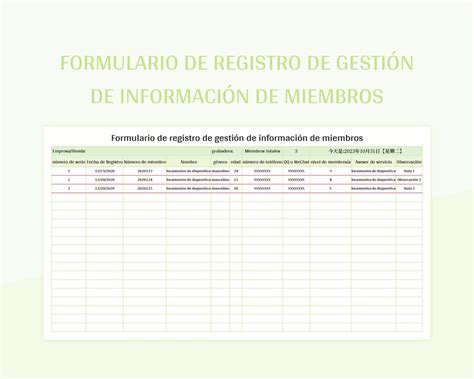 Plantilla de Formato Excel Formulario De Registro De Gestión De