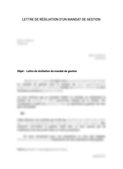 Lettre de résiliation de mandat de gestion locative document et