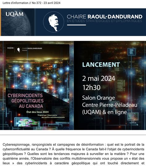 Lettre Dinformation No 372 23 Avril 2024 Chaire Raoul Dandurand En