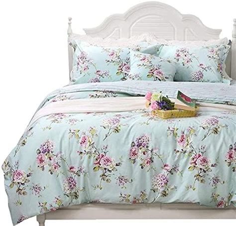 Fadfay Floral Duvet Cover Queen 100 Cotton Blue Green Farmhouse