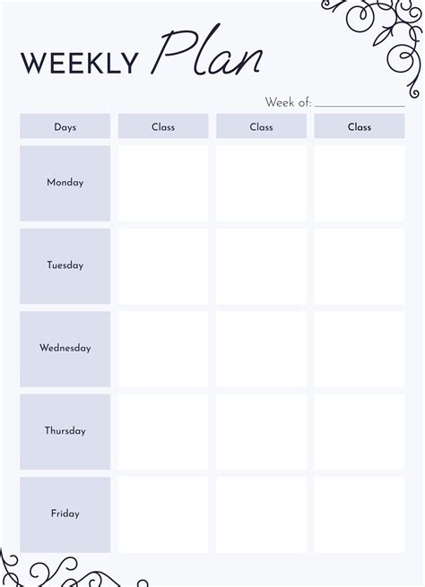 Aesthetic Class Schedule Template