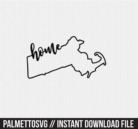 Massachusetts Home Svg Dxf File Instant Download Stencil Etsy