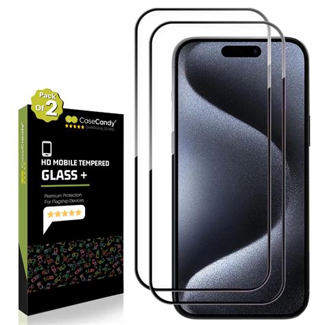 Casecandy® 2 Pack Tempered Glass Screen Protector For Iphone 15 Pro