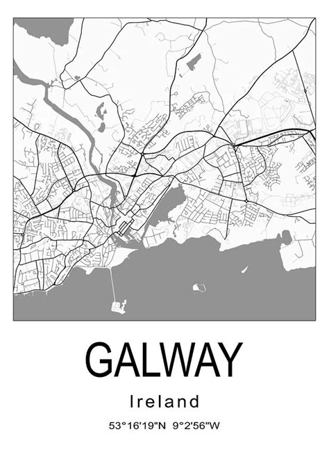 Galway City Map 001 Digital Art By Dandi Studio Fine Art America