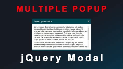 How To Create Modal Popup Using Custom Jquery For Multiple Use I