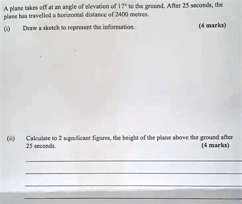 Solved A Plane Takes Offat A Angle Of Elevation Of To The Ground