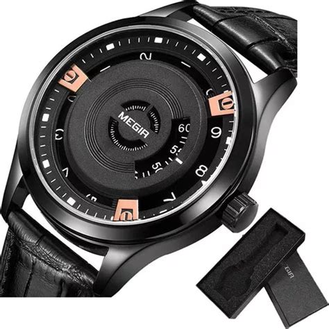 Relojes Impermeables Megir De Cuero Casual Para Hombre Color Del Bisel