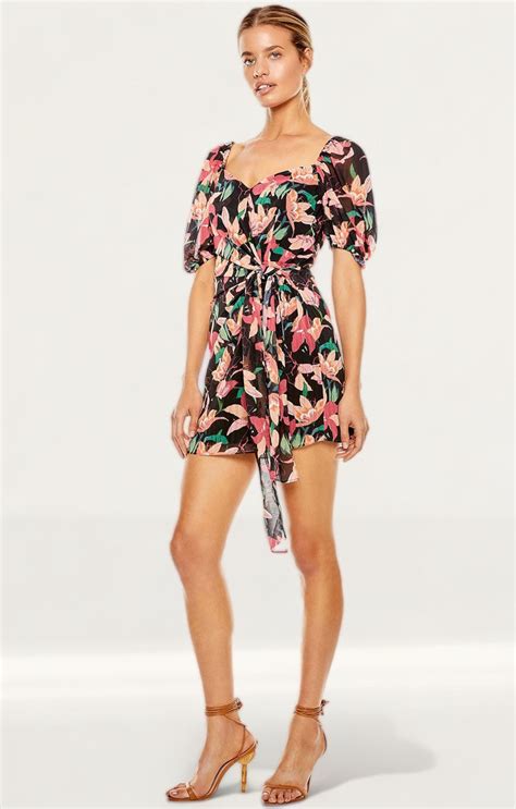 Rent Talulah Black Floral Wrap Mini Dress Hirestreet