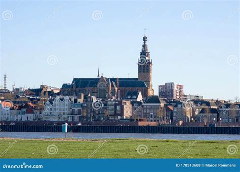 The Stevenskerk Church At The River Waal In Nijmegen Stock Photo