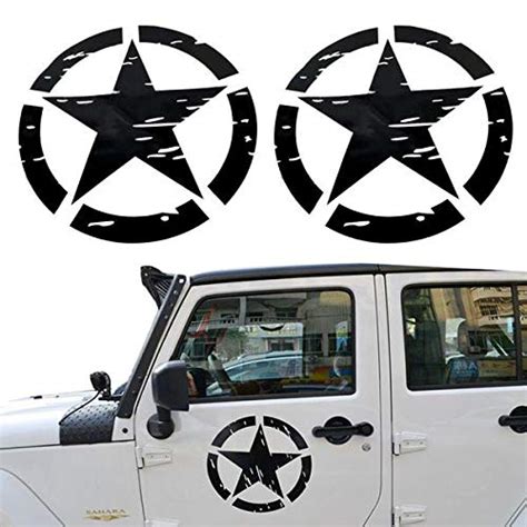 Army Style Black Star Logo Doors Decal Sticker Kit For Jeep Wrangler