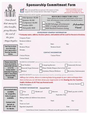 Fillable Online Sample Sponsorship Forms In Pdfms Word Sample