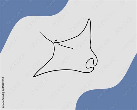 Continuous Line Stingrayeagle Ray Swimming Drawing Of Set Ocean