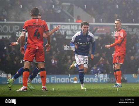 Ipswich Towns Nathan Broadhead Celebrates Scoring Their Sides Third