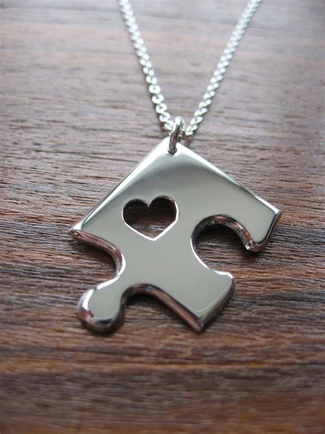 Silver Jigsaw Puzzle Piece Necklace Pendant By GorjessJewellery