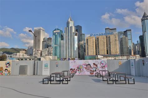 The City Scape Of Wan Chai Temporary Promenade May Editorial