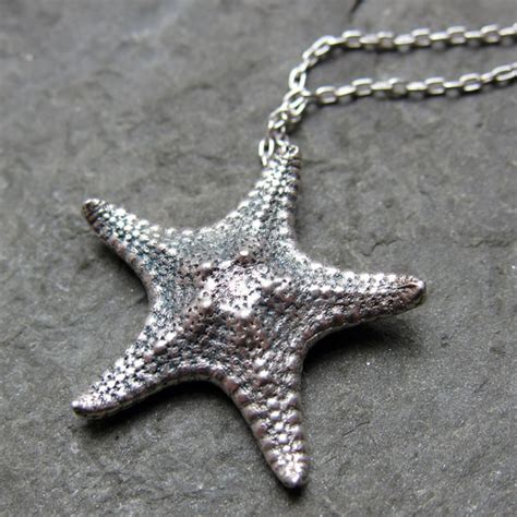 Sterling Silver Starfish Necklace Silver Starfish Pendant Ocean