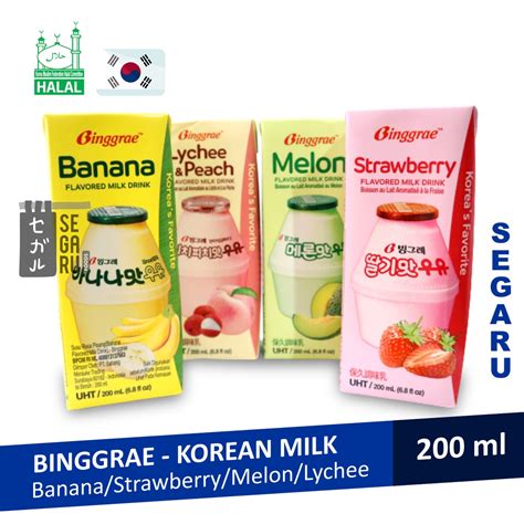 Jual Binggrae Banana Strawberry Melon Lychee Flavored Milk Korean