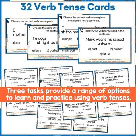 Verb Tense Task Cards Past Present Future Tense Task Cards Top