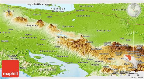 Physical Panoramic Map Of Alajuela